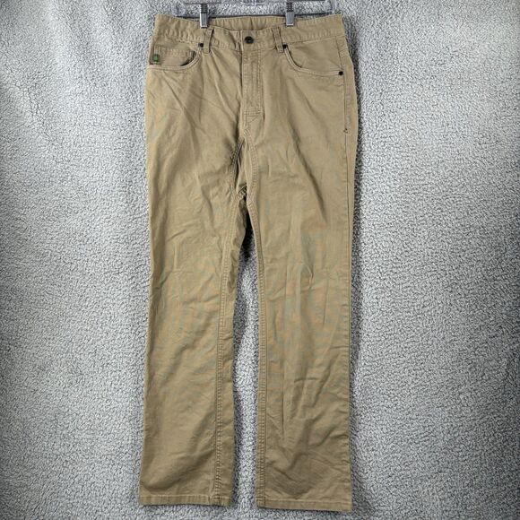 Stio Mens 32R 32x32 Khaki Rivet Canvas Pants Organic Cotton Stretch Hiking - Picture 1 of 9